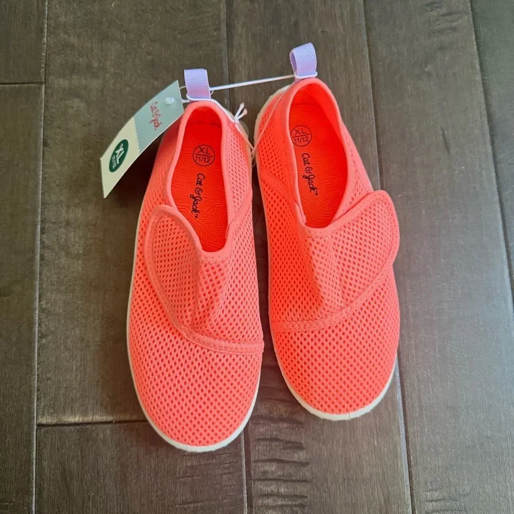 Cat & Jack Water Shoes Closed Toe Pink Teddy 11 / 12 Neon Orange Girls Kids